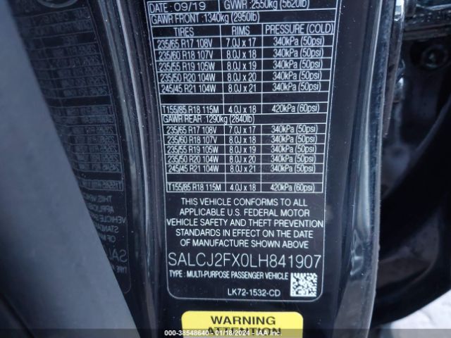 SALCJ2FX0LH841907 Land Rover Discovery Sport S
