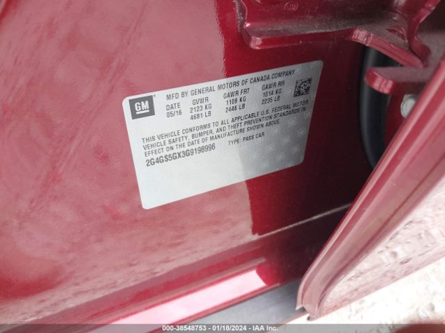 2G4GS5GX3G9198996 Buick Regal Turbo Premium Ii