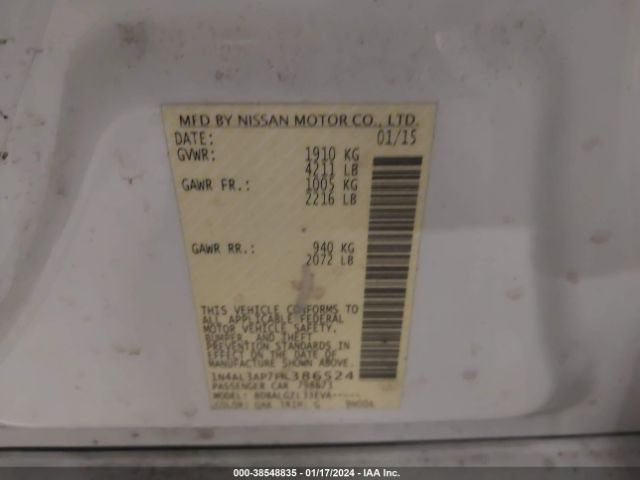 1N4AL3AP7FN386524 Nissan Altima 2.5/2.5 S/2.5 Sl/2.5 Sv