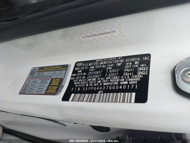 KIA Sorento 2.4l Lx 2016 5XYPG4A37GG040171 Image 9