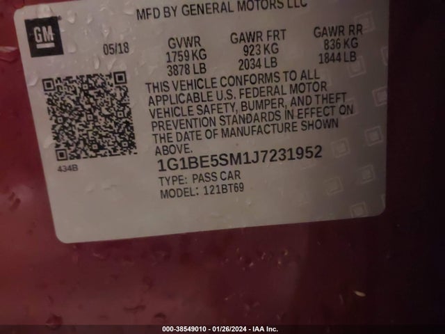 Chevrolet Cruze Lt Auto 2018 1G1BE5SM1J7231952 Image 9