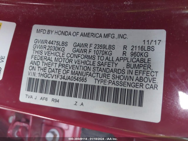 Honda l15be 2018 1HGCV1F34JA054565 Image 26