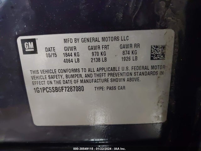 Chevrolet Cruze 1lt Auto 2015 1G1PC5SB6F7287080 Image 9