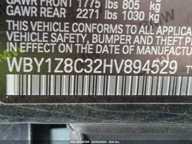 WBY1Z8C32HV894529 BMW I3 94 Ah W/range Extender