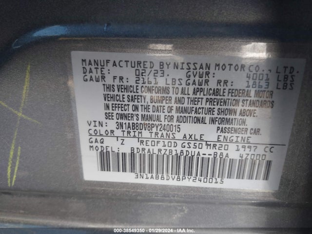 Nissan Sentra Sr Xtronic Cvt 2023 3N1AB8DV8PY240015 Image 9