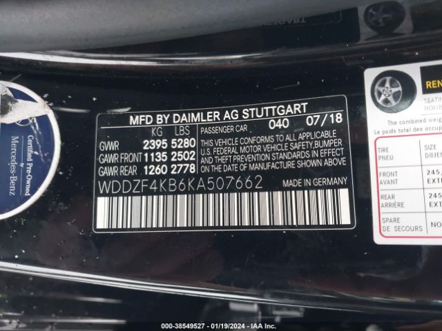 WDDZF4KB6KA507662 Mercedes-Benz E 300 4matic