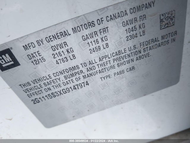 Chevrolet Impala 2lt 2016 2G1115S3XG9147974 Image 9