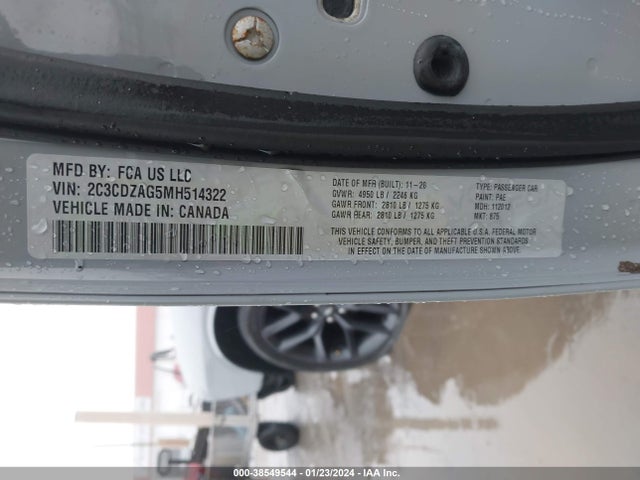 Dodge Challenger Sxt 2021 2C3CDZAG5MH514322 Image 9