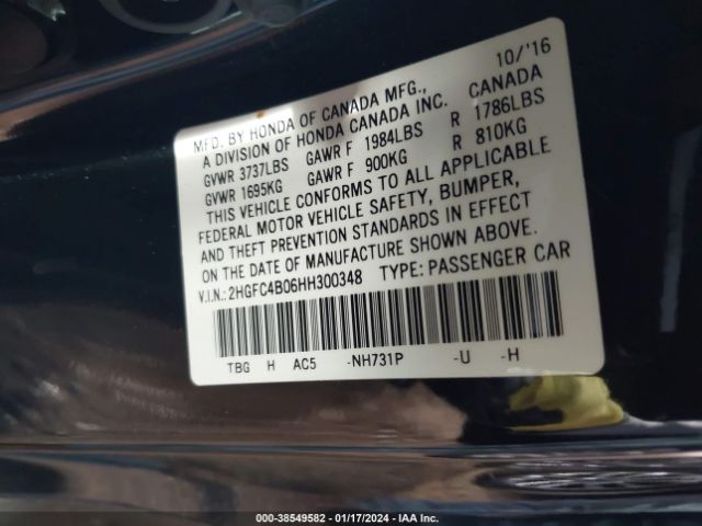 2HGFC4B06HH300348 Honda Civic Lx-p