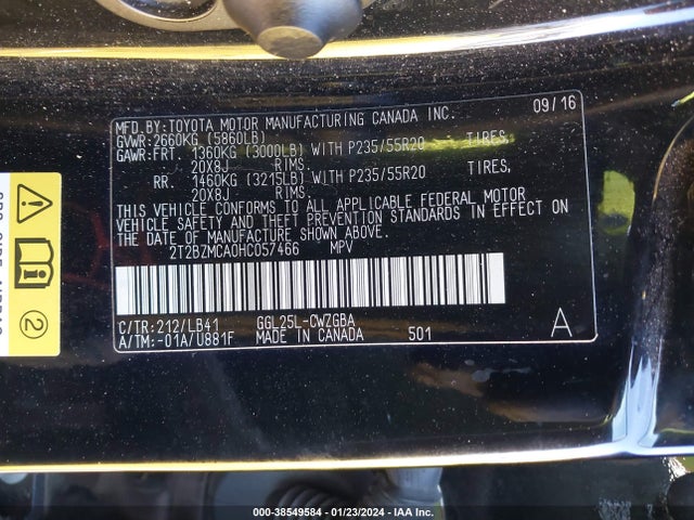Lexus RX 350 2017 2T2BZMCA0HC057466 Image 9