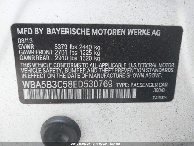 2014 BMW 535I XDRIVE VIN: WBA5B3C58ED530769