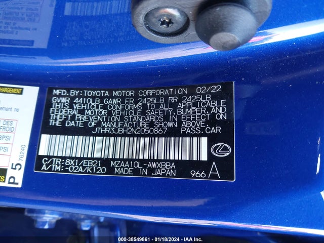 JTHR3JBH2N2050867 Lexus Ux 200 F Sport
