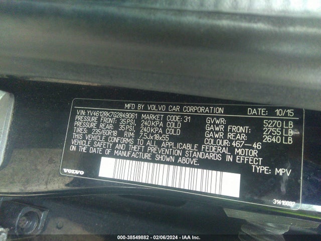 Volvo Xc60 T5 Premier 2016 YV4612RK7G2849061 Image 9