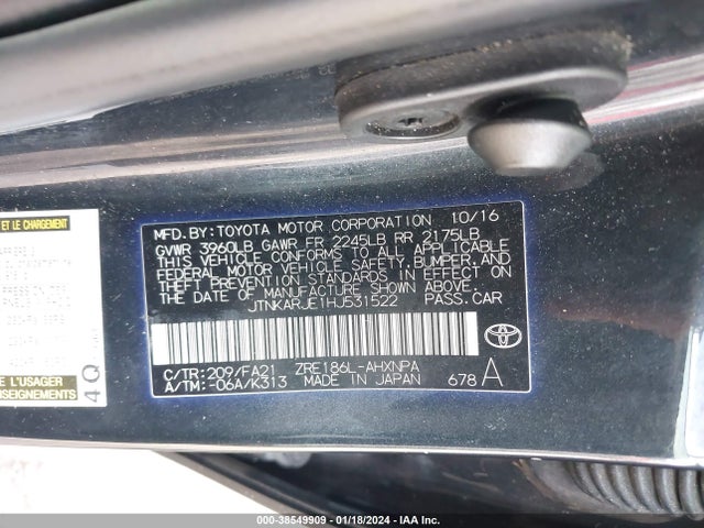 Toyota COROLLA IM 2017 JTNKARJE1HJ531522 Image 9