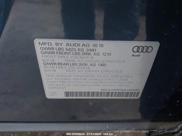 WA1L2AFP3GA106488 Audi Q5 2.0t Premium