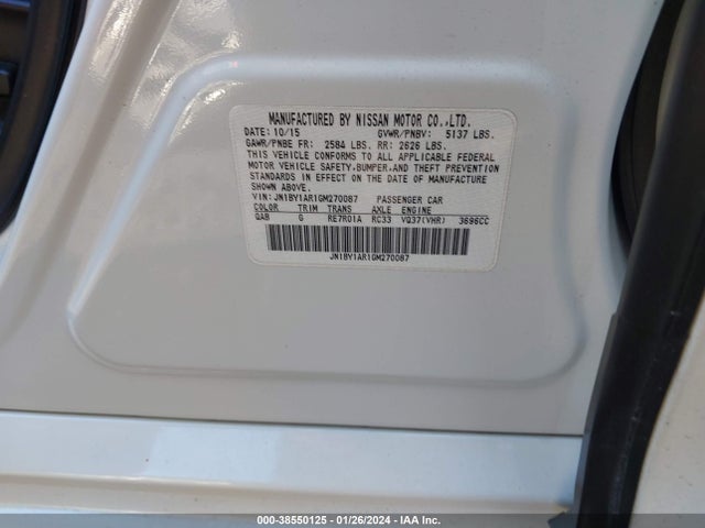 Infiniti Q70 3.7x 2016 JN1BY1AR1GM270087 Image 9