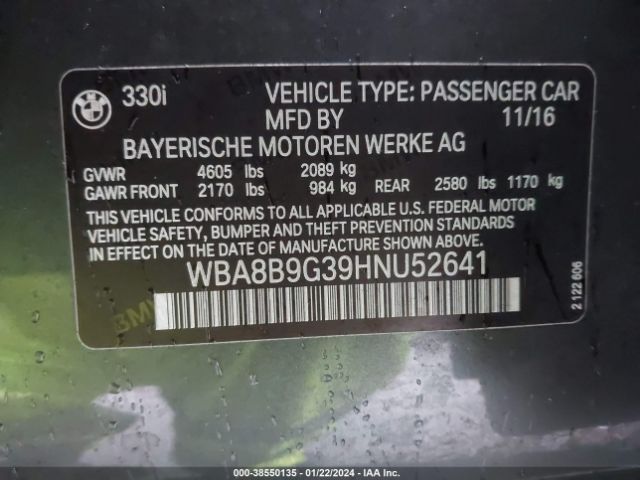WBA8B9G39HNU52641 BMW 330I