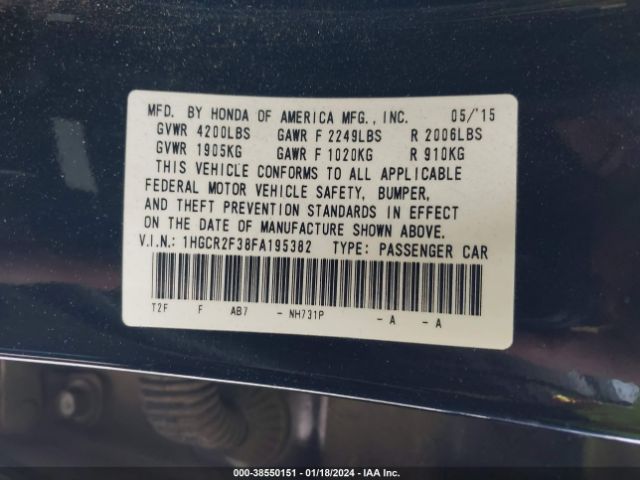 1HGCR2F38FA195382 Honda ACCORD LX
