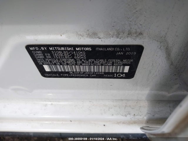 Mitsubishi Mirage G4 Es/rf 2019 ML32F3FJ4KHF12248 Image 9