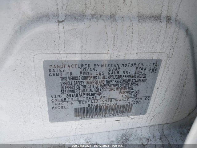 Nissan SENTRA S 2014 3N1AB7AP1EL691491 Image 9