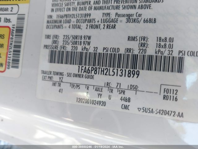 1FA6P8TH2L5131899 Ford Mustang Ecoboost Premium Fastback