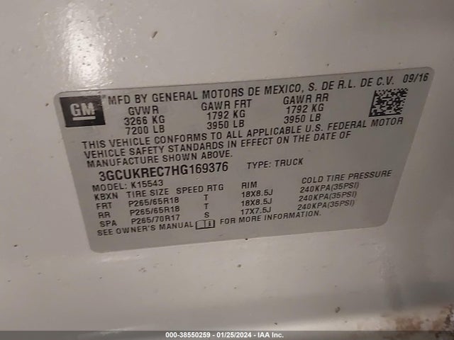 Chevrolet Silverado 1500 1lt 2017 3GCUKREC7HG169376 Image 9