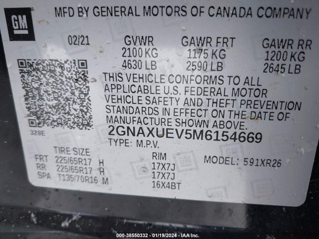 Chevrolet Equinox Awd Lt 2021 2GNAXUEV5M6154669 Image 9