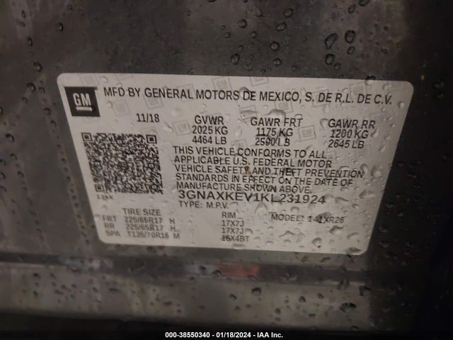 Chevrolet EQUINOX LT 2019 3GNAXKEV1KL231924 Image 9