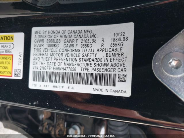 2HGFE1E56NH477056 Honda CIVIC SI SEDAN
