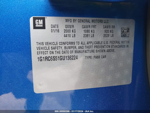 Chevrolet VOLT LT 2016 1G1RC6S51GU136224 Image 9