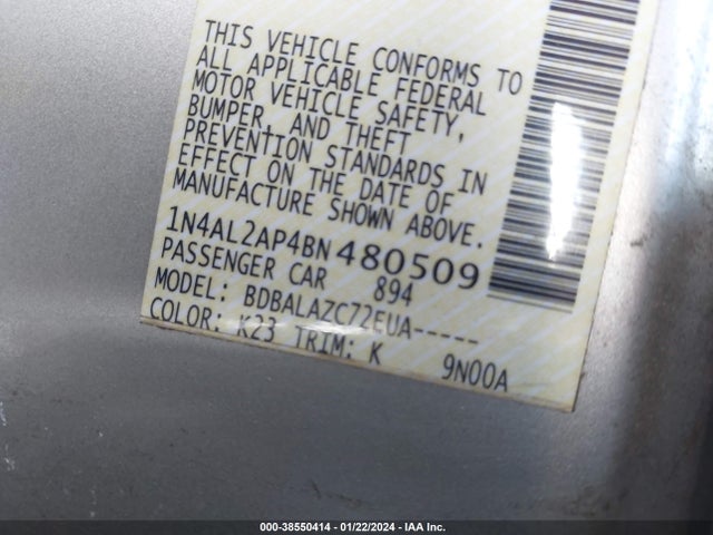2011 NISSAN ALTIMA 2.5 VIN: 1N4AL2AP4BN480509