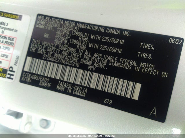 2T2GGCEZ7NC005210 Lexus Nx 350 Premium