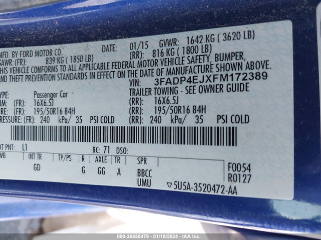 Ford FIESTA SE 2015 3FADP4EJXFM172389 Image 9