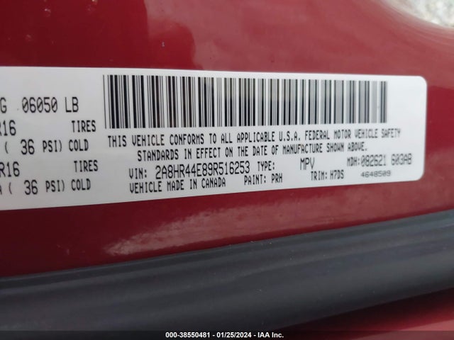 2009 CHRYSLER TOWN & COUNTRY LX VIN: 2A8HR44E89R516253