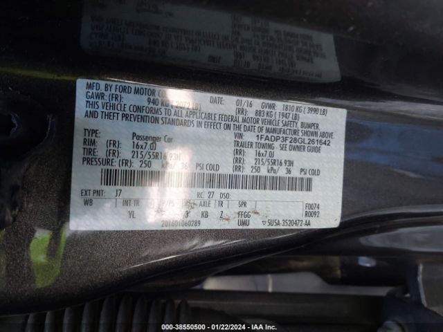1FADP3F28GL261642 Ford FOCUS SE