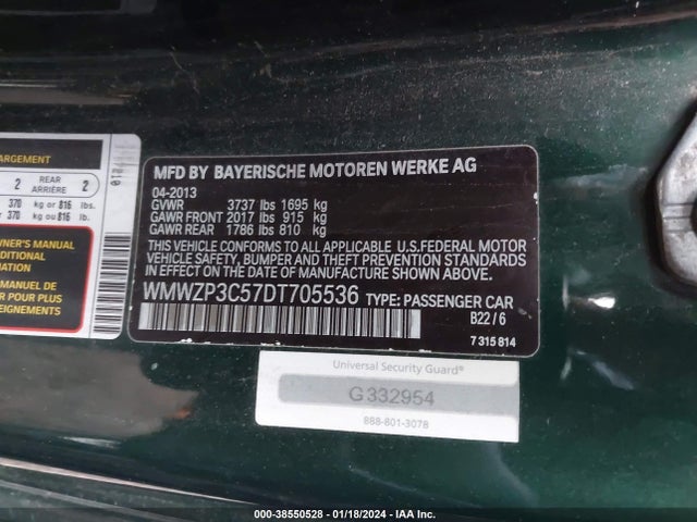 2013 MINI CONVERTIBLE WMWZP3C57DT705536 Photo 8