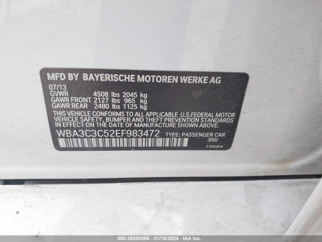 BMW 320i Xdrive 2014 WBA3C3C52EF983472 Image 9