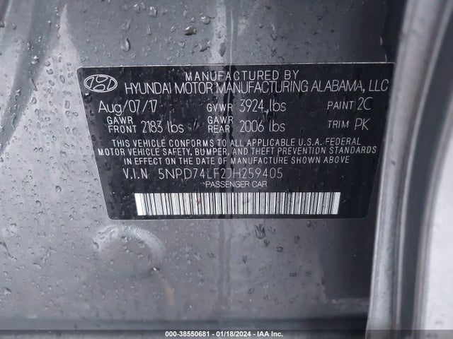 Hyundai ELANTRA SE 2018 5NPD74LF2JH259405 Image 9
