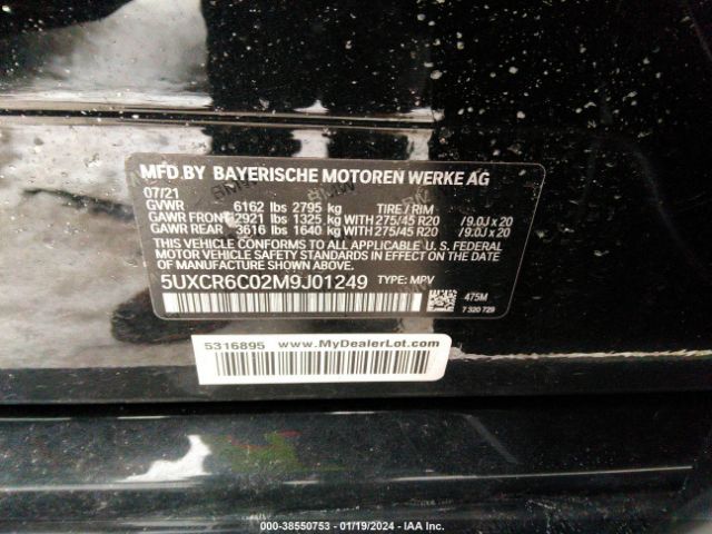 5UXCR6C02M9J01249 BMW X5 Xdrive40i