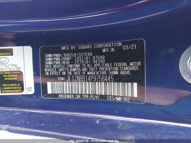 Toyota GR86 2023 JF1ZNBB14P9758445 Image 9