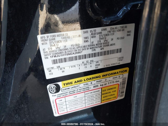 Ford Expedition Xlt 2022 1FMJU1HT0NEA28867 Image 9