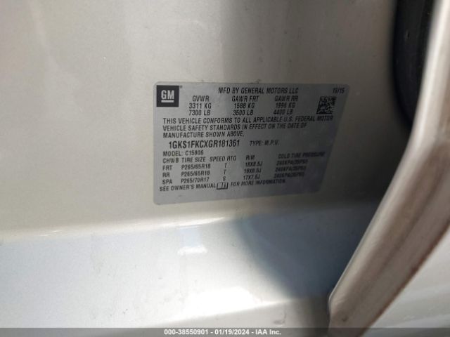 1GKS1FKCXGR181361 GMC Yukon Xl Sle