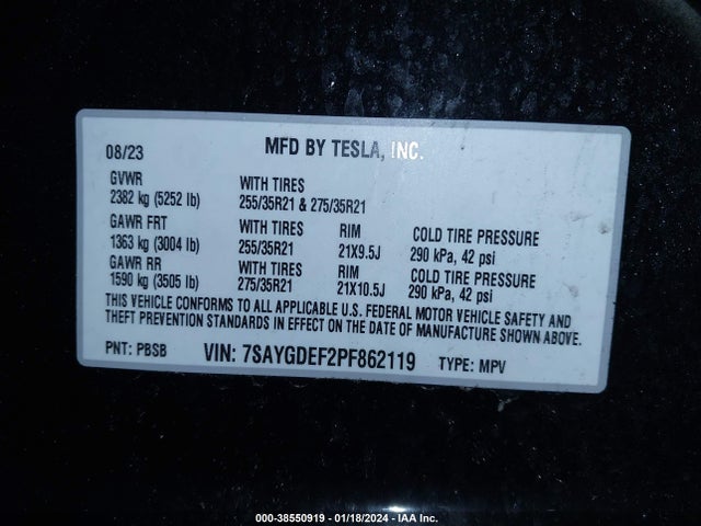 2023 TESLA MODEL Y 7SAYGDEF2PF862119 Photo 8