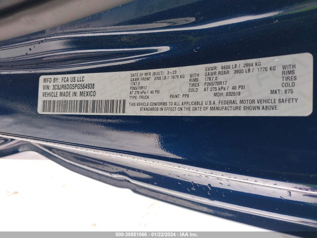 RAM 1500 Classic Tradesman Regular Cab 4x2 8' Box 2023 3C6JR6DG5PG564938 Image 9