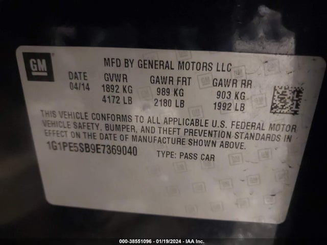 Chevrolet Cruze 2lt Auto 2014 1G1PE5SB9E7369040 Image 9