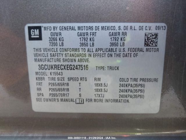 Chevrolet Silverado 1500 1lt 2014 3GCUKRECXEG247516 Image 9