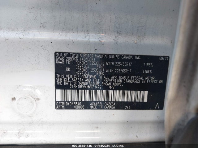 Toyota RAV4 LE 2021 2T3H1RFV4MW171472 Image 9