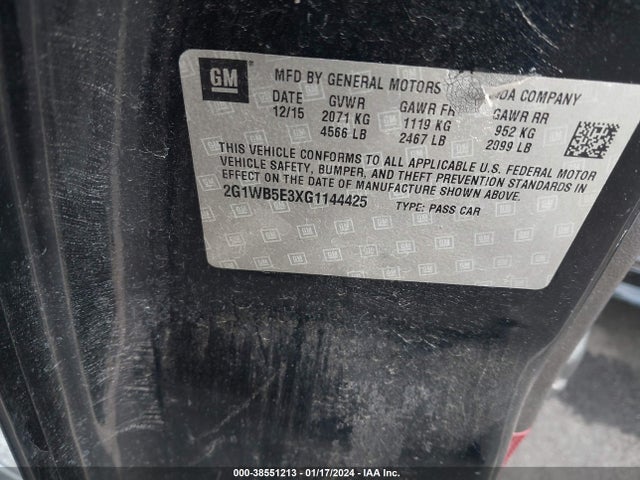 Chevrolet Impala Limited Lt 2016 2G1WB5E3XG1144425 Image 9