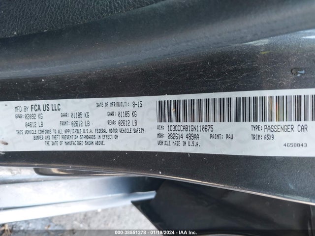 Chrysler 200 Limited 2016 1C3CCCAB1GN110675 Image 9