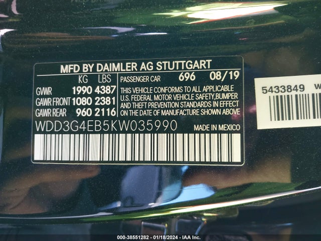 Mercedes-Benz A 220 2019 WDD3G4EB5KW035990 Image 9